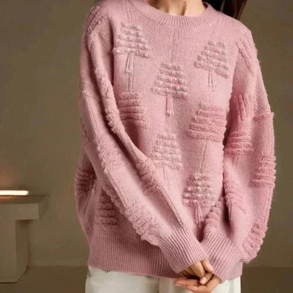 Pink Casual Women's Chic Pullover Sweater - Picture 2 of 5